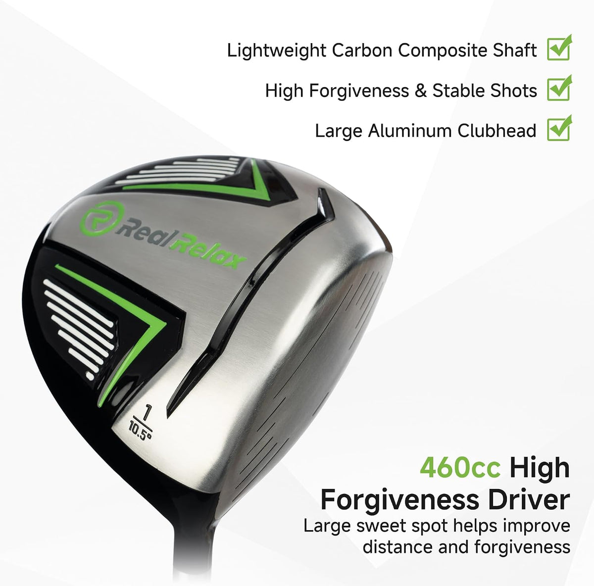 Real Relax 15 Piece Golf Club Set for Men and Women Right Handed Green--Golf World-Golf World