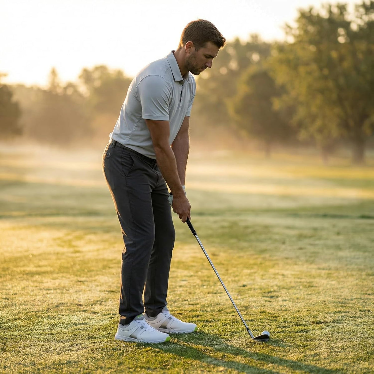 Golf Shoes for Men Spikeless Breathable Lace Up