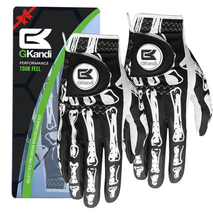 GKandi Mens Golf Gloves 2 Pack All Weather Grip Leather Small Left Hand--Golf World-Golf World