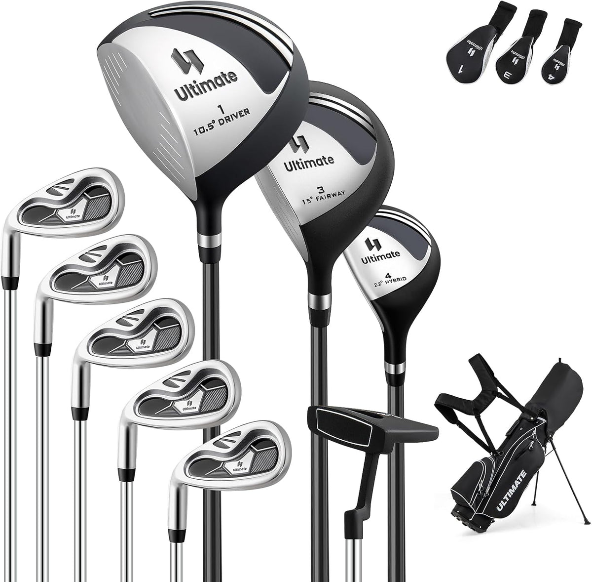 Left Handed Golf Club Set for Men 10 Piece Complete Set With Stand Bag--Golf World-Golf World