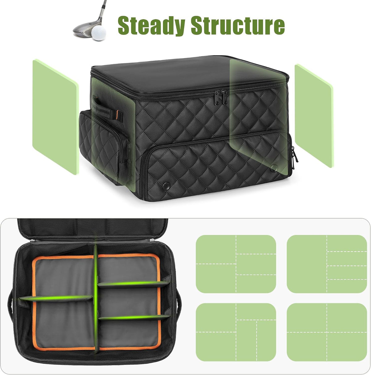 PGmoon 2 Layer Golf Trunk Organizer for Men Women, Black