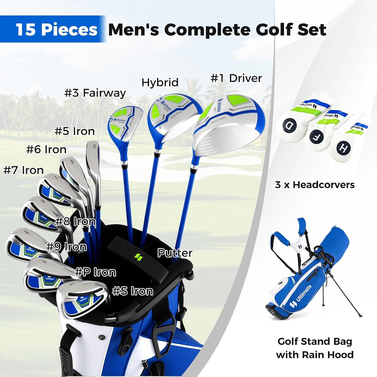 Ultimate Men's Complete Golf Club Set with Stand Bag, Driver and Putter--Golf World-Golf World