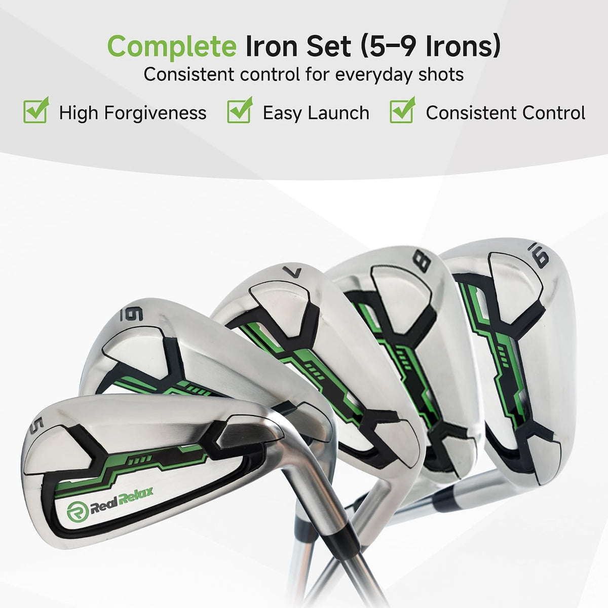 Real Relax 15 Piece Golf Club Set for Men and Women Right Handed Green--Golf World-Golf World