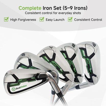 Real Relax 15 Piece Golf Club Set for Men and Women Right Handed Green--Golf World-Golf World