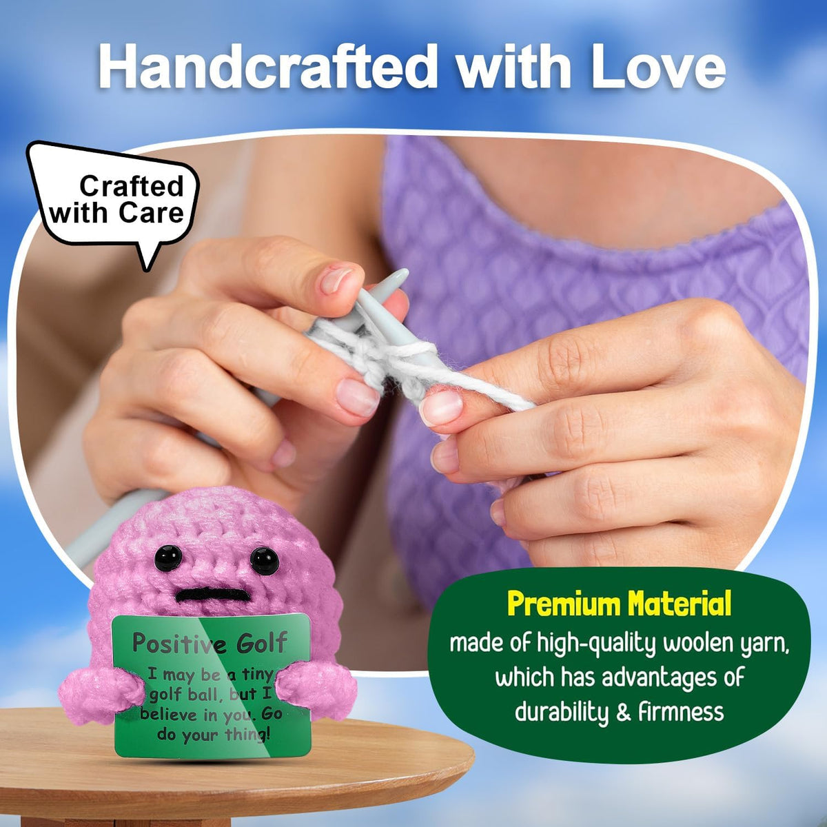 AICase Golf Gifts for Women Funny Positive Golf Ball Crochet Gag Gift Ideas, Emotional Support Nuggets for Women Golfers Accessories Tournament Mom Mothers Day Christmas Easter Birthday Stuff Gift