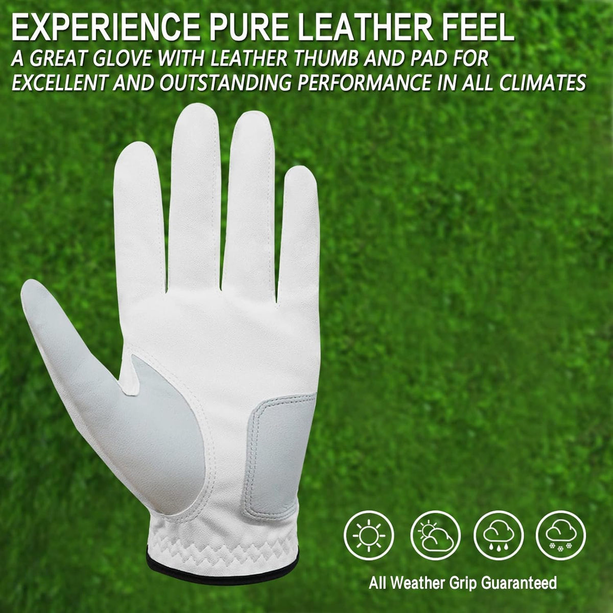 FINGER TEN 3X Large Golf Gloves for Men Left or Right Hand 5 Pack White--Golf World-Golf World