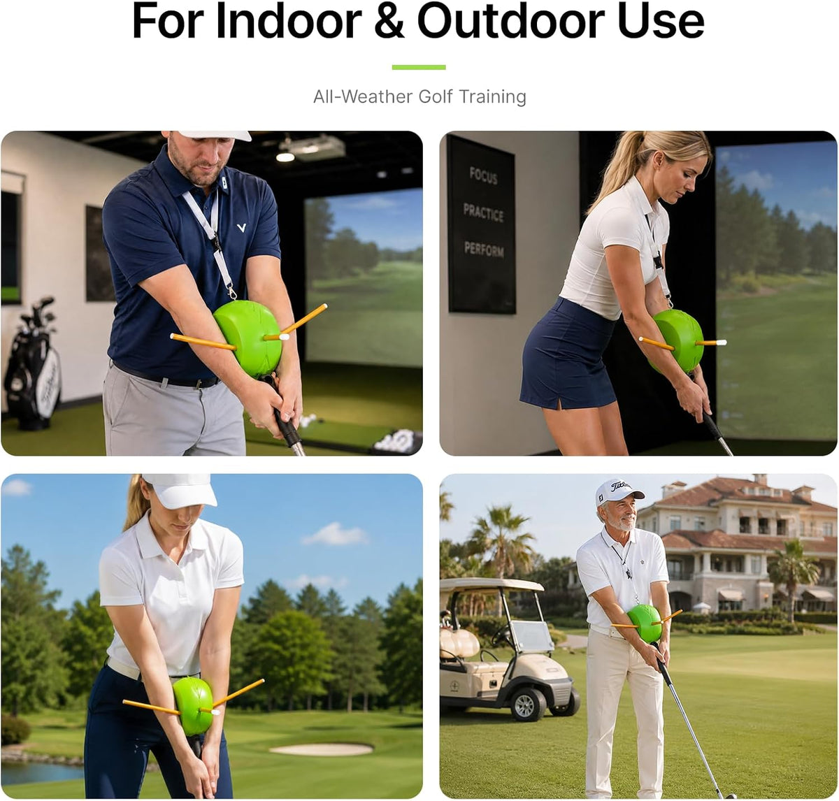 LI FITNESS Golf Training Ball with Rope and Grip Trainer for Swing Practice