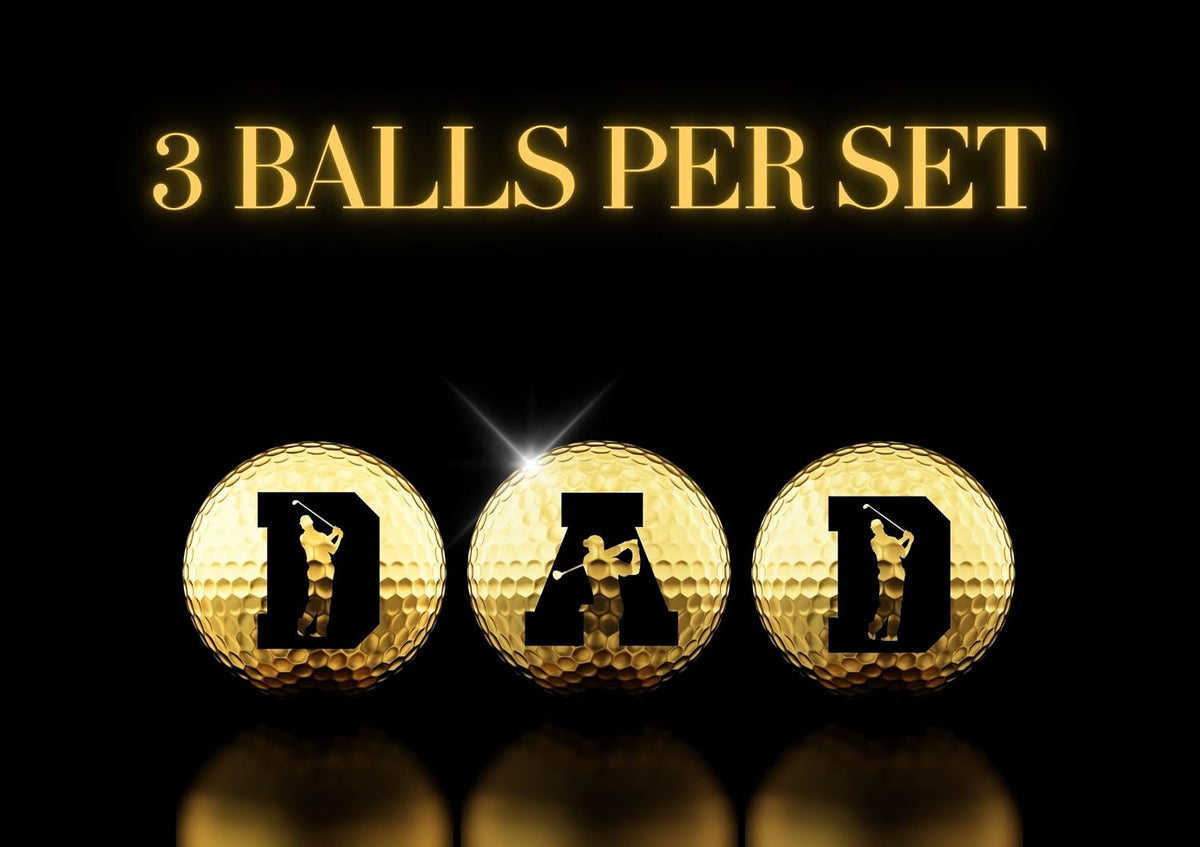 Dad Gifts Golf Balls Set of 3 for Golfer, Husband, Golf Lovers for Father's Day, Birthday, Retirement, Christmas - Gold