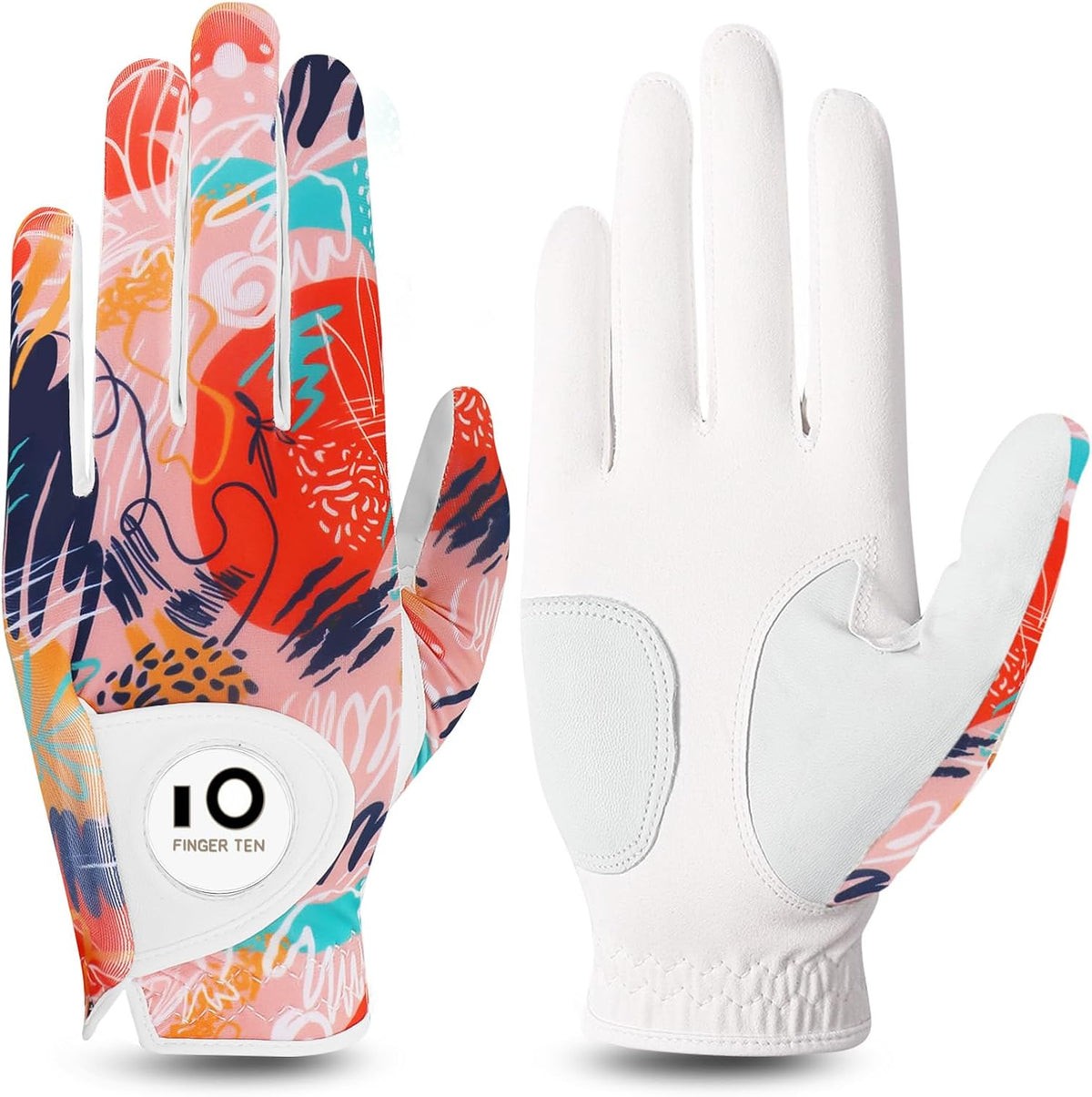 FINGER TEN Women's Golf Gloves Breathable Flexible Polyester Black Pair Size S--Golf World-Color:Black-Size:S,Pair(Left & Right)-Golf World