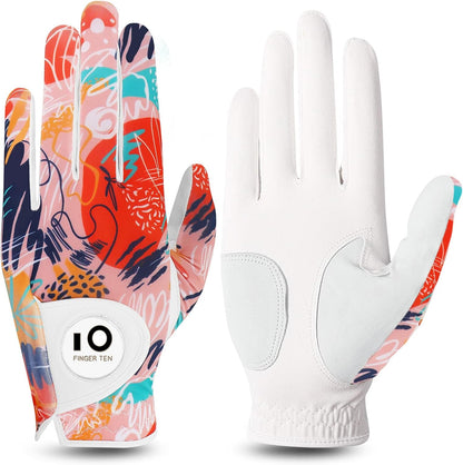 FINGER TEN Women's Golf Gloves Breathable Flexible Polyester Black Pair Size S--Golf World-Color:Black-Size:S,Pair(Left & Right)-Golf World