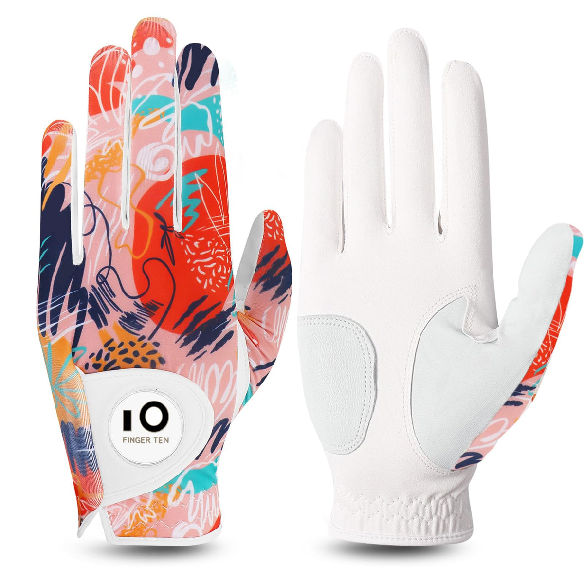 FINGER TEN Women's Golf Gloves Breathable Flexible Polyester Black Pair Size S--Golf World-Color:Orange-Size:M,Pair(Left & Right)-Golf World