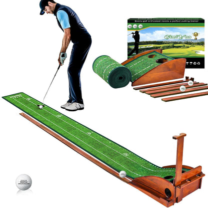 GimYaa Golf Putting Mat With Auto Ball Return Indoor Outdoor Practice--Golf World-Golf World