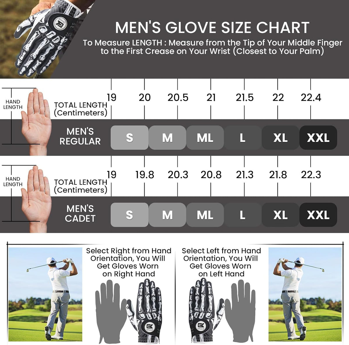 GKandi Mens Golf Gloves 2 Pack All Weather Grip Leather Small Left Hand--Golf World-Golf World