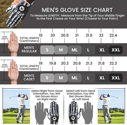 GKandi Mens Golf Gloves 2 Pack All Weather Grip Leather Small Left Hand--Golf World-Golf World