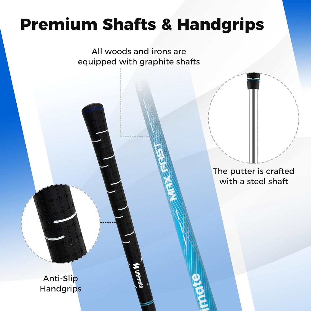 ULTIMATE Mens Right Handed 15 Piece Golf Club Set With Driver And Stand Bag