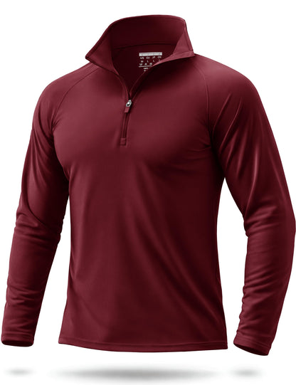 Boladeci Quarter Zip Men Golf Shirt UPF 50+ Long Sleeve Sun Protection