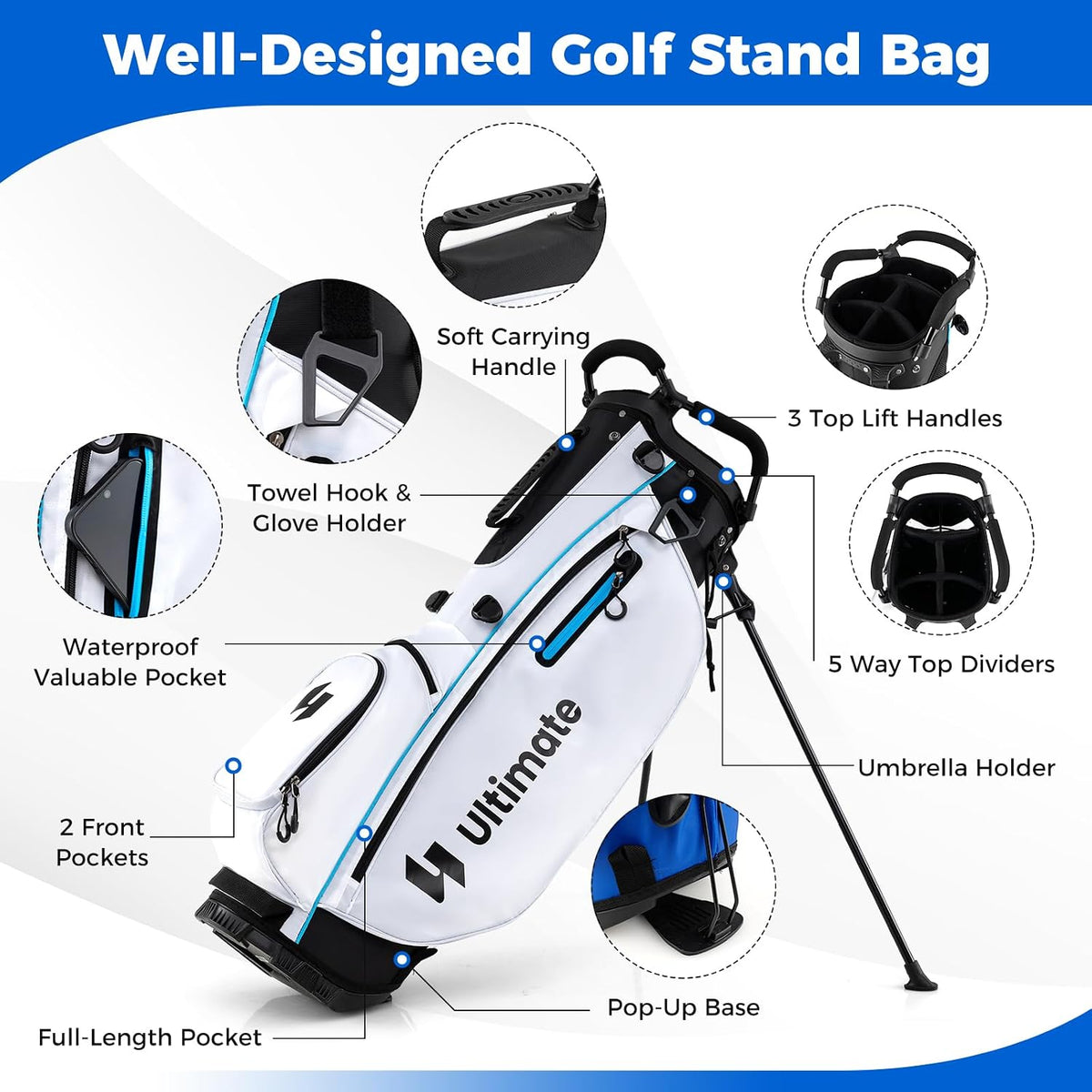 ULTIMATE Men's Right Handed Golf Club Set With Stand Bag and Driver--Golf World-Golf World