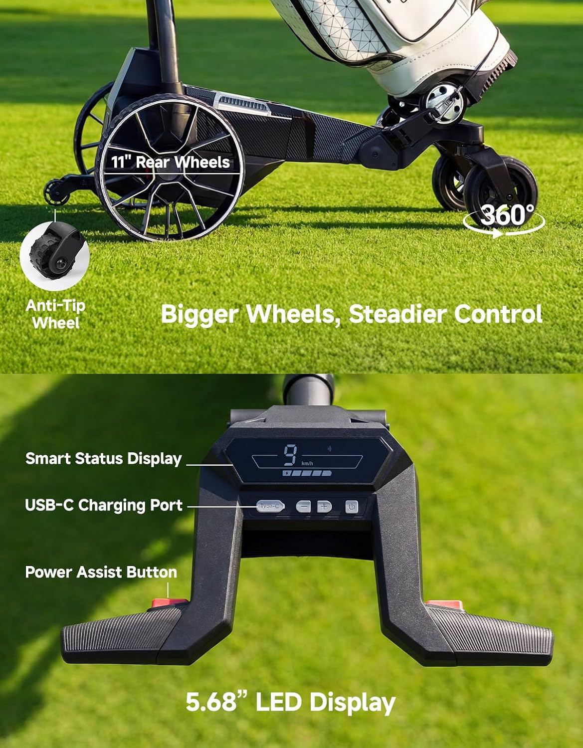 KEMIMOTO ApexR Electric Golf Cart w/Power Assist Mode 492FT Remote Control