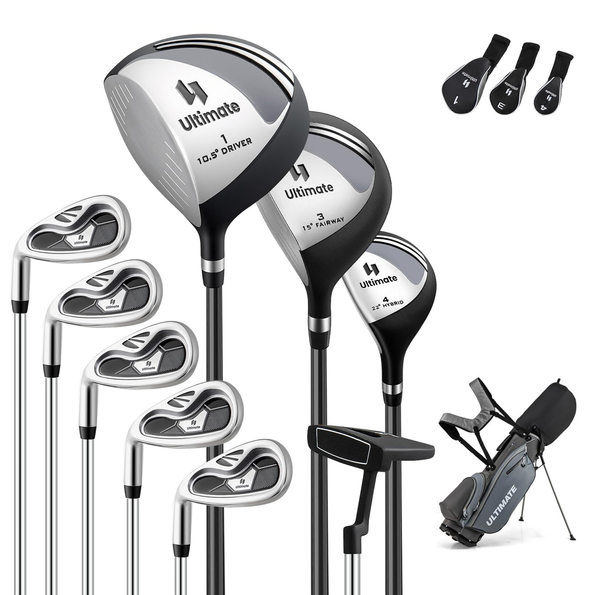 Left Handed Golf Club Set for Men 10 Piece Complete Set With Stand Bag--Golf World-Golf World