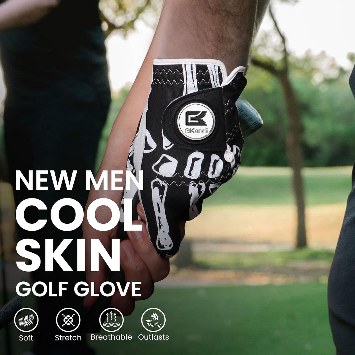 GKandi Mens Golf Gloves 2 Pack All Weather Grip Leather Small Left Hand--Golf World-Golf World