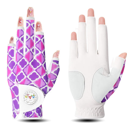 FINGER TEN Women's Golf Gloves Breathable Flexible Polyester Black Pair Size S--Golf World-Color:H Purple-Size:S,Pair(Left & Right)-Golf World