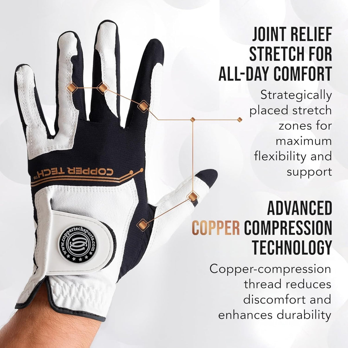 Copper Tech Men's Copper Compression Golf Gloves 2 Pack Left or Right Hand--Golf World-Golf World