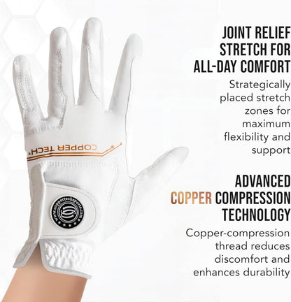 Copper Tech Womens Golf Gloves 2 Pack Tacky Synthetic Leather Black Pink--Golf World-Golf World
