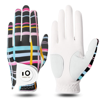 FINGER TEN Women's Golf Gloves Breathable Flexible Polyester Black Pair Size S--Golf World-Golf World