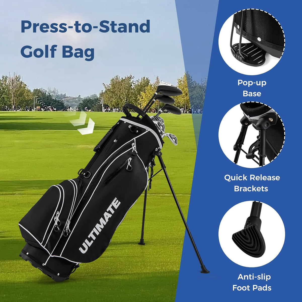 Left Handed Golf Club Set for Men 10 Piece Complete Set With Stand Bag--Golf World-Golf World