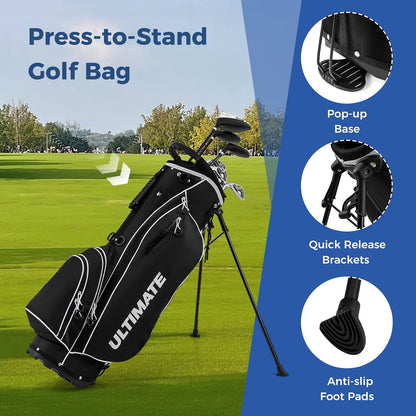 Left Handed Golf Club Set for Men 10 Piece Complete Set With Stand Bag--Golf World-Golf World