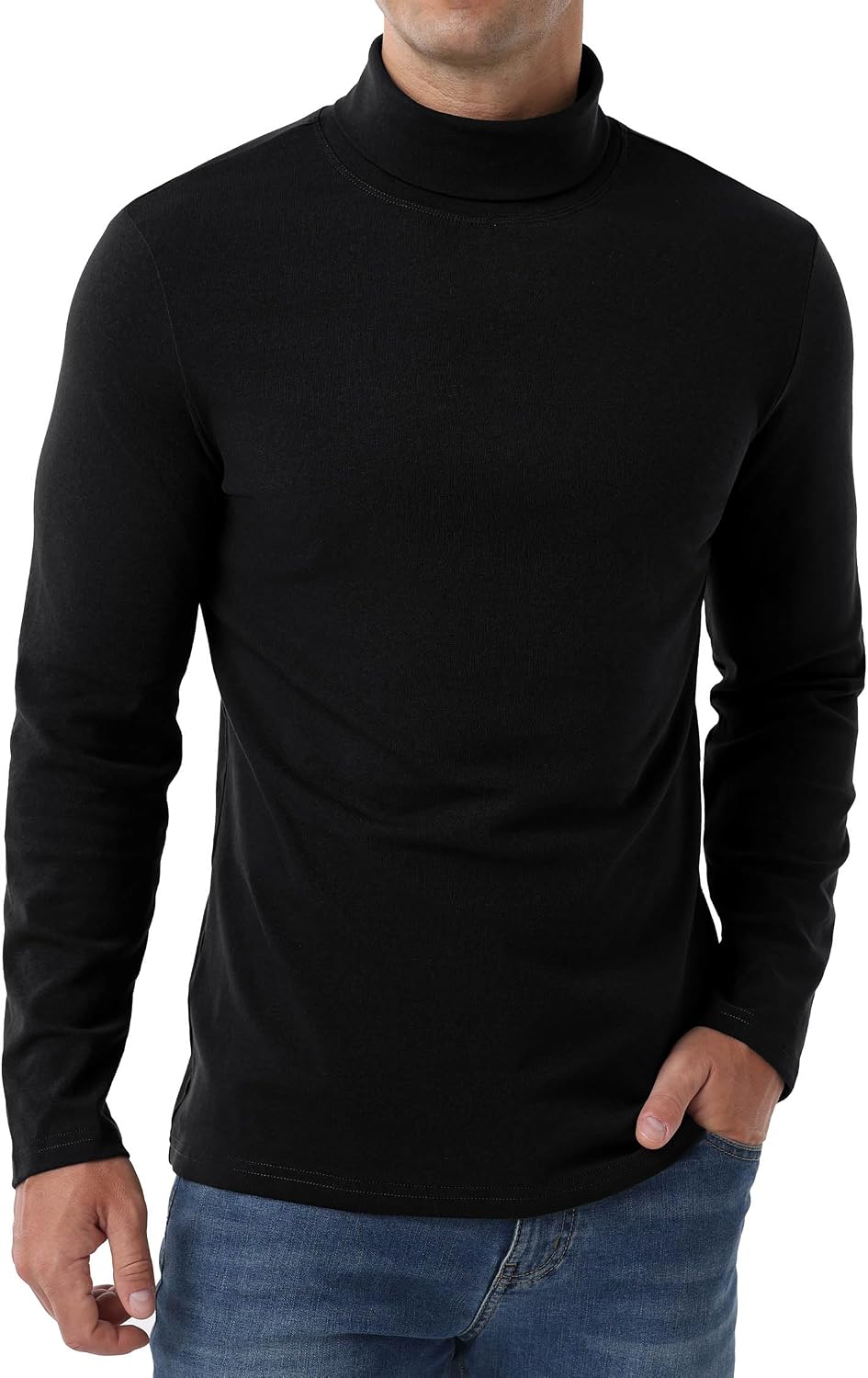 Askdeer Men's T-Shirts Cotton Turtleneck Thermal Shirts Long Sleeve Pullover Underwear Shirts Base Layer Thermal Tops