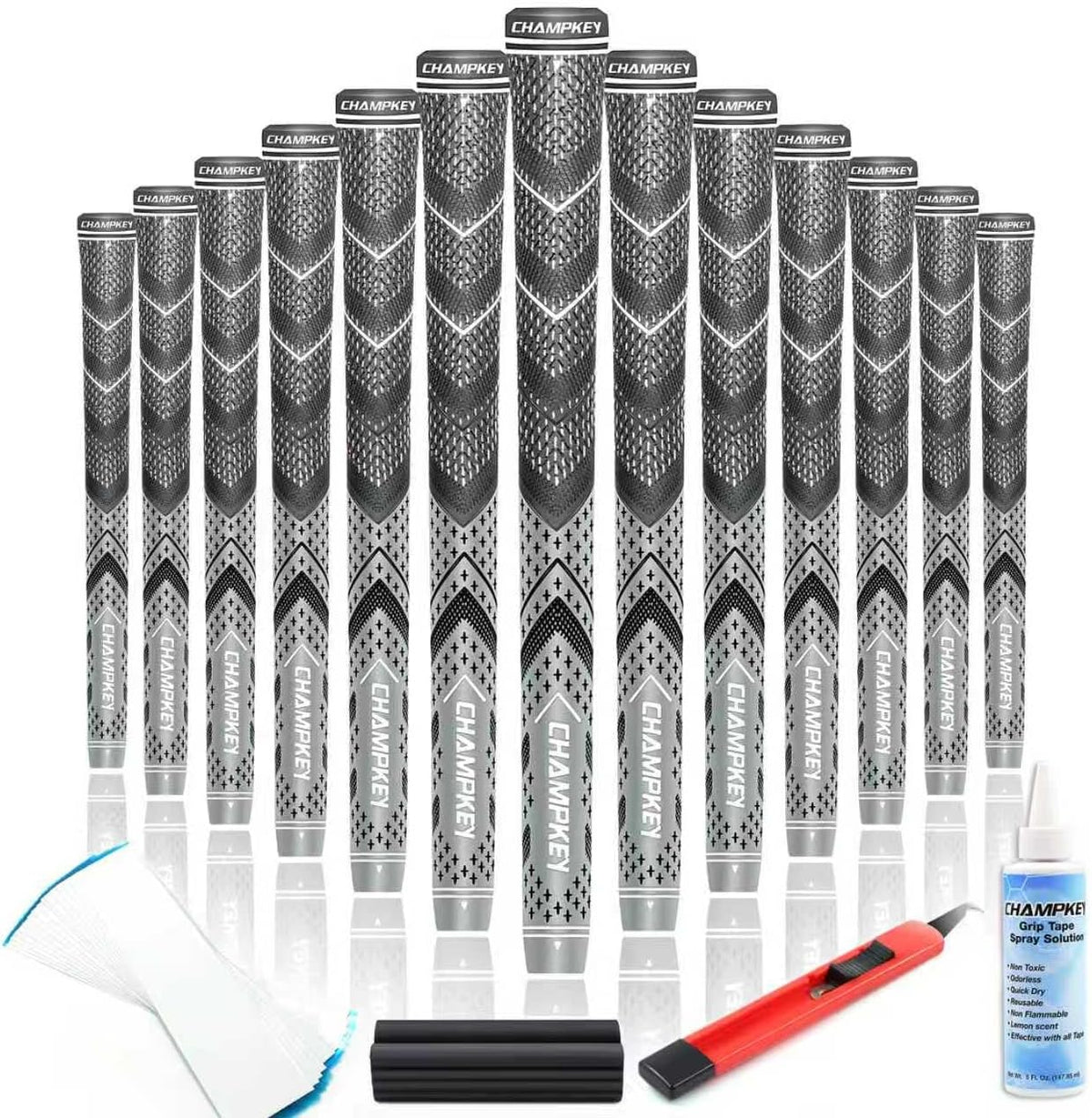 CHAMPKEY Professional Hybrid Golf Grips 13 Pack - Come with All Repair Kits - All Weather Performance and High Feedback Golf Club Grips