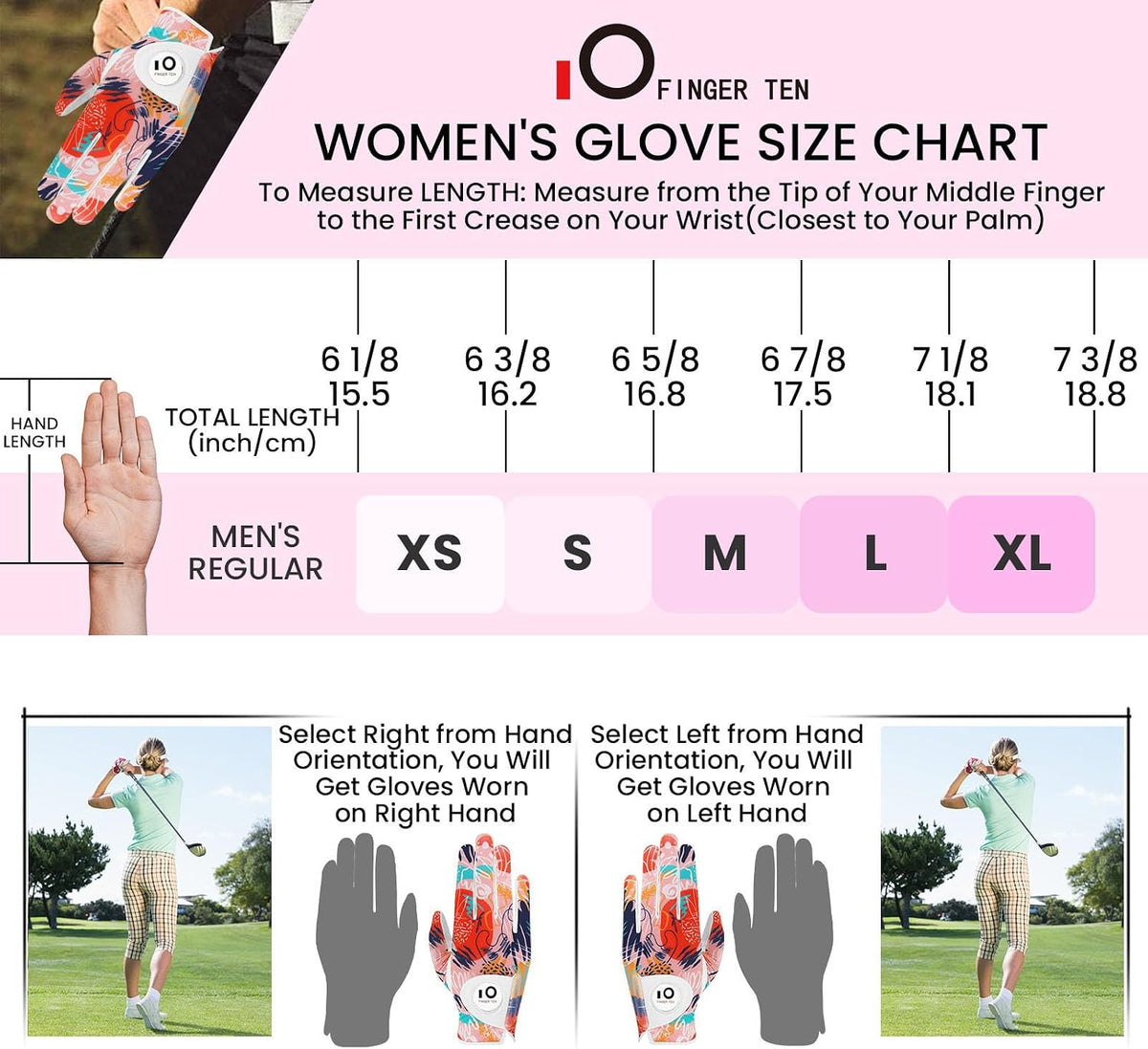 FINGER TEN Women's Golf Gloves Breathable Flexible Polyester Black Pair Size S--Golf World-Golf World