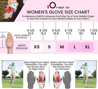 FINGER TEN Women's Golf Gloves Breathable Flexible Polyester Black Pair Size S--Golf World-Golf World