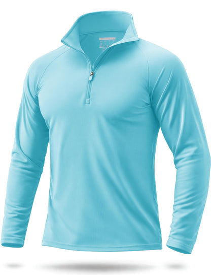 Boladeci Quarter Zip Men Golf Shirt UPF 50+ Long Sleeve Sun Protection