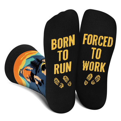 Funny Socks for Men Women - FORCED TO WORK Novelty Funky Socks Fun Gifts - Birthday Christmas Gifts for Men Teen Boys