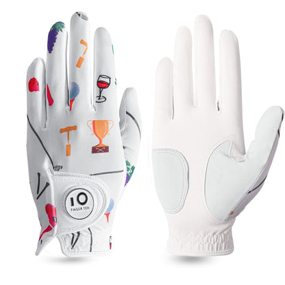 FINGER TEN Women's Golf Gloves Breathable Flexible Polyester Black Pair Size S--Golf World-Golf World
