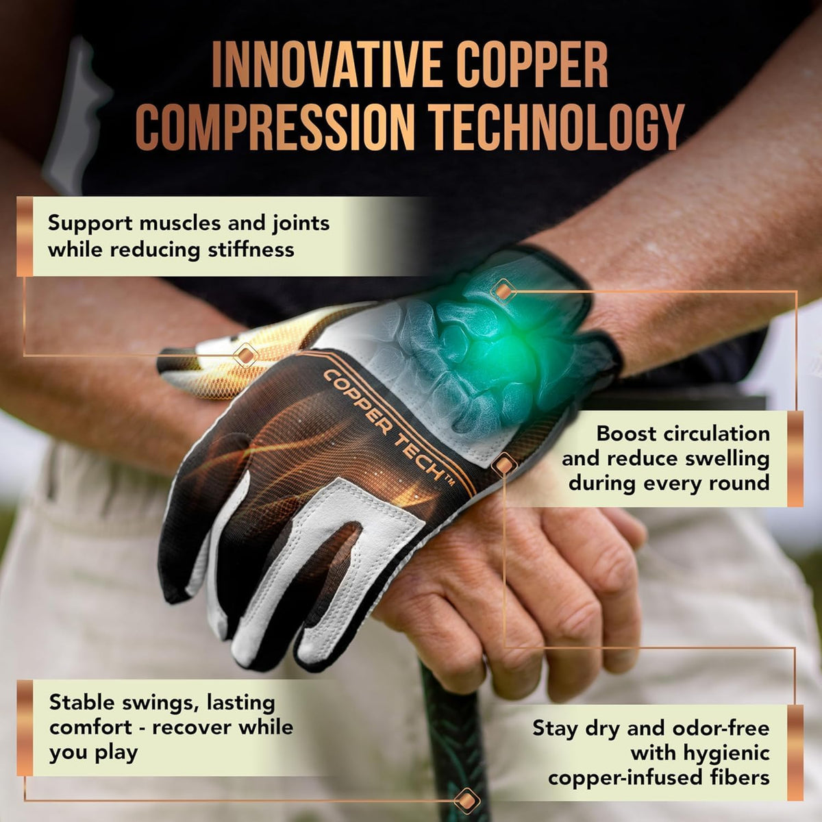 Copper Tech Men's Copper Compression Golf Gloves 2 Pack Left or Right Hand--Golf World-Golf World