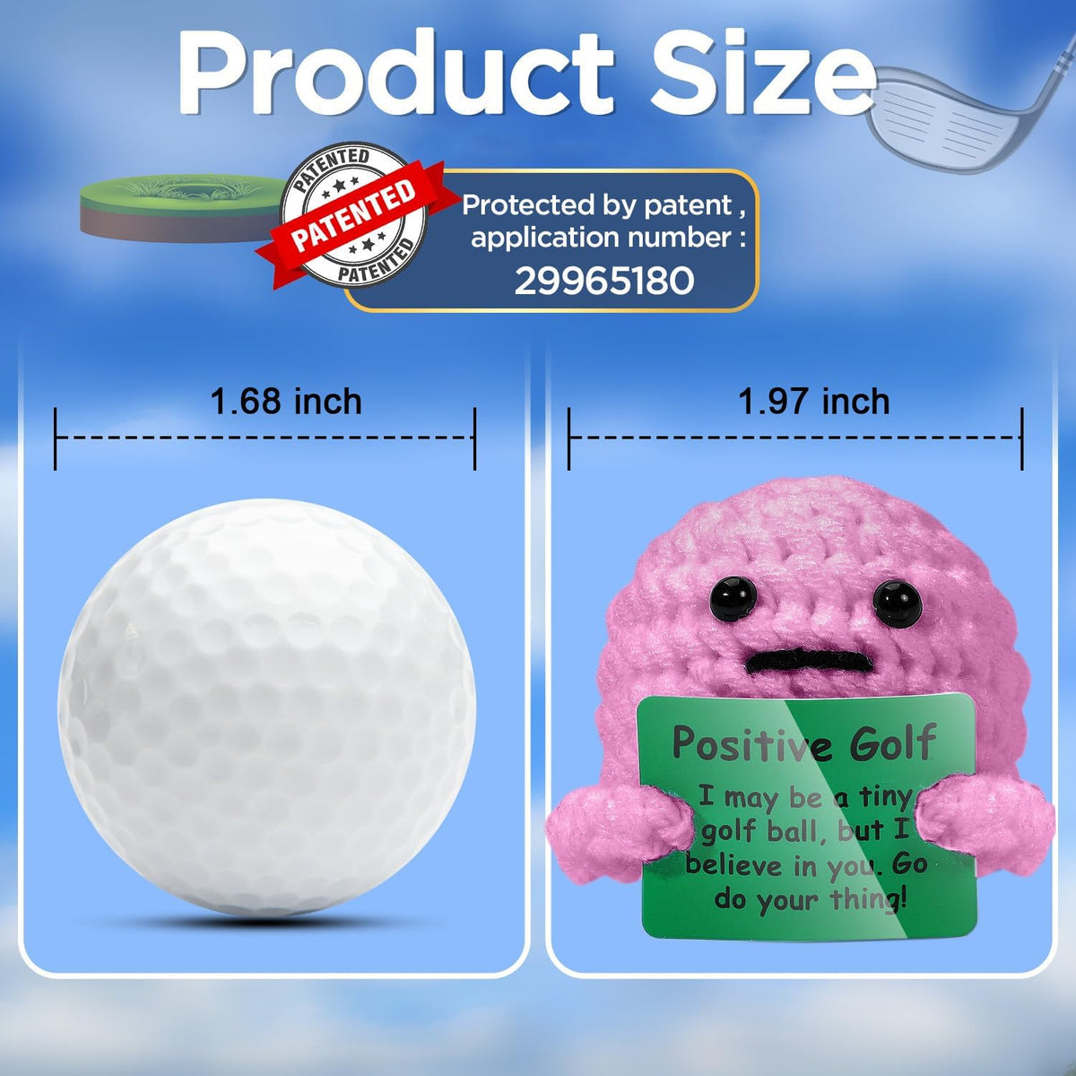 AICase Golf Gifts for Women Funny Positive Golf Ball Crochet Gag Gift Ideas, Emotional Support Nuggets for Women Golfers Accessories Tournament Mom Mothers Day Christmas Easter Birthday Stuff Gift