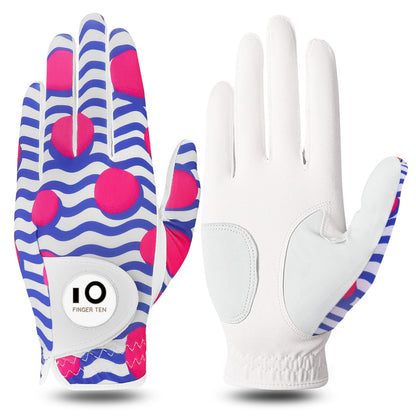 FINGER TEN Women's Golf Gloves Breathable Flexible Polyester Black Pair Size S--Golf World-Golf World