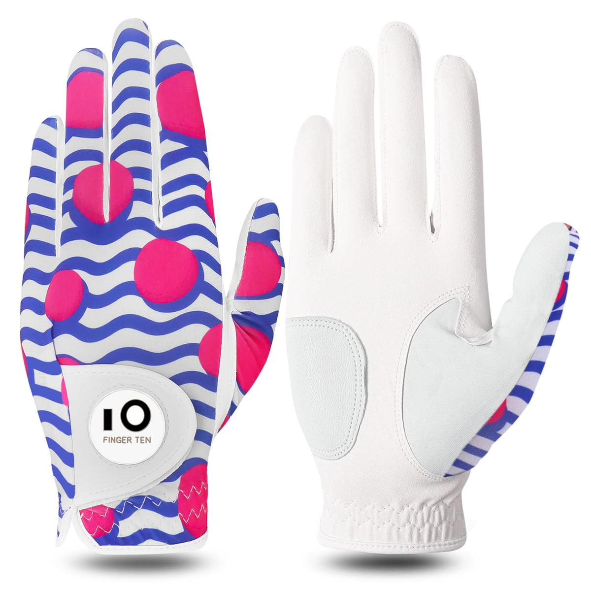 FINGER TEN Women's Golf Gloves Breathable Flexible Polyester Black Pair Size S--Golf World-Color:Blue-Size:S,Pair(Left & Right)-Golf World