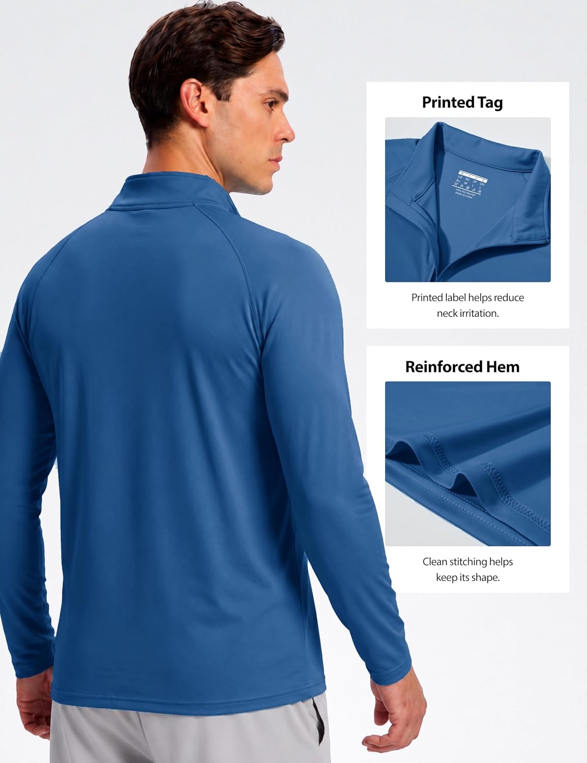 Boladeci Quarter Zip Men Golf Shirt UPF 50+ Long Sleeve Sun Protection