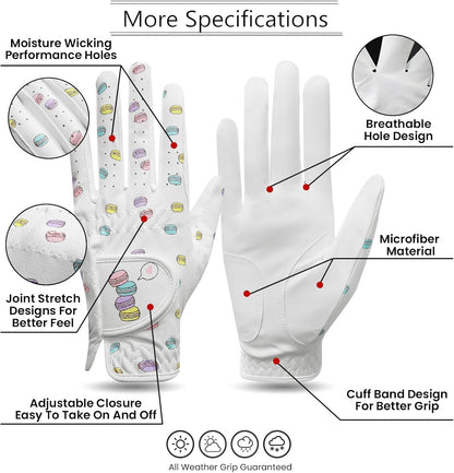 FINGER TEN Womens PU Leather Golf Gloves Breathable Grip 2 Pack--Golf World-Golf World