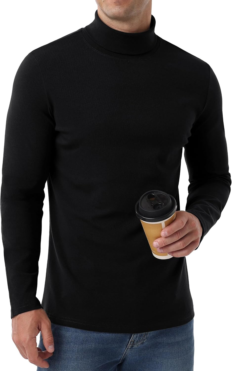 Askdeer Men's T-Shirts Cotton Turtleneck Thermal Shirts Long Sleeve Pullover Underwear Shirts Base Layer Thermal Tops