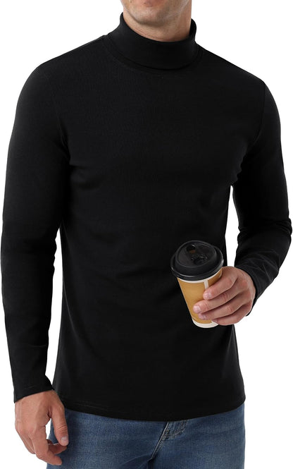 Askdeer Men's T-Shirts Cotton Turtleneck Thermal Shirts Long Sleeve Pullover Underwear Shirts Base Layer Thermal Tops