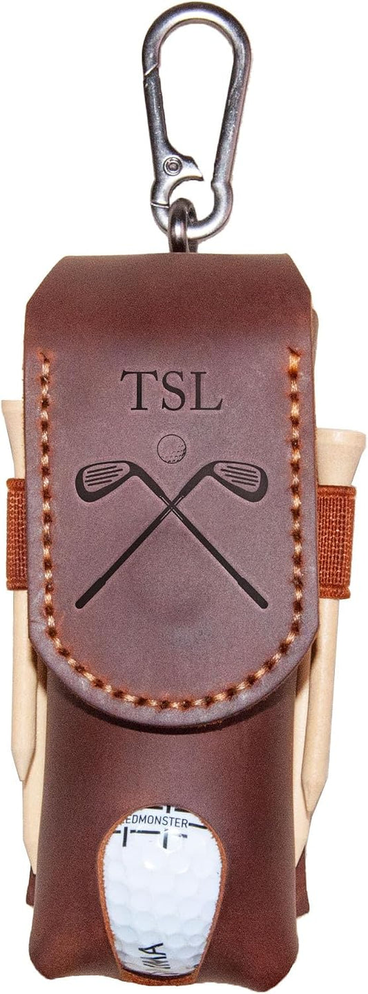 Personalized Golf Ball Bag, Custom Name Golf Bag & Tee Holder, Golf Pouch Bag Tees Holder Ball Pocket, Leather Golf Travel Bag, Christmas Gift,Great Golf Gifts