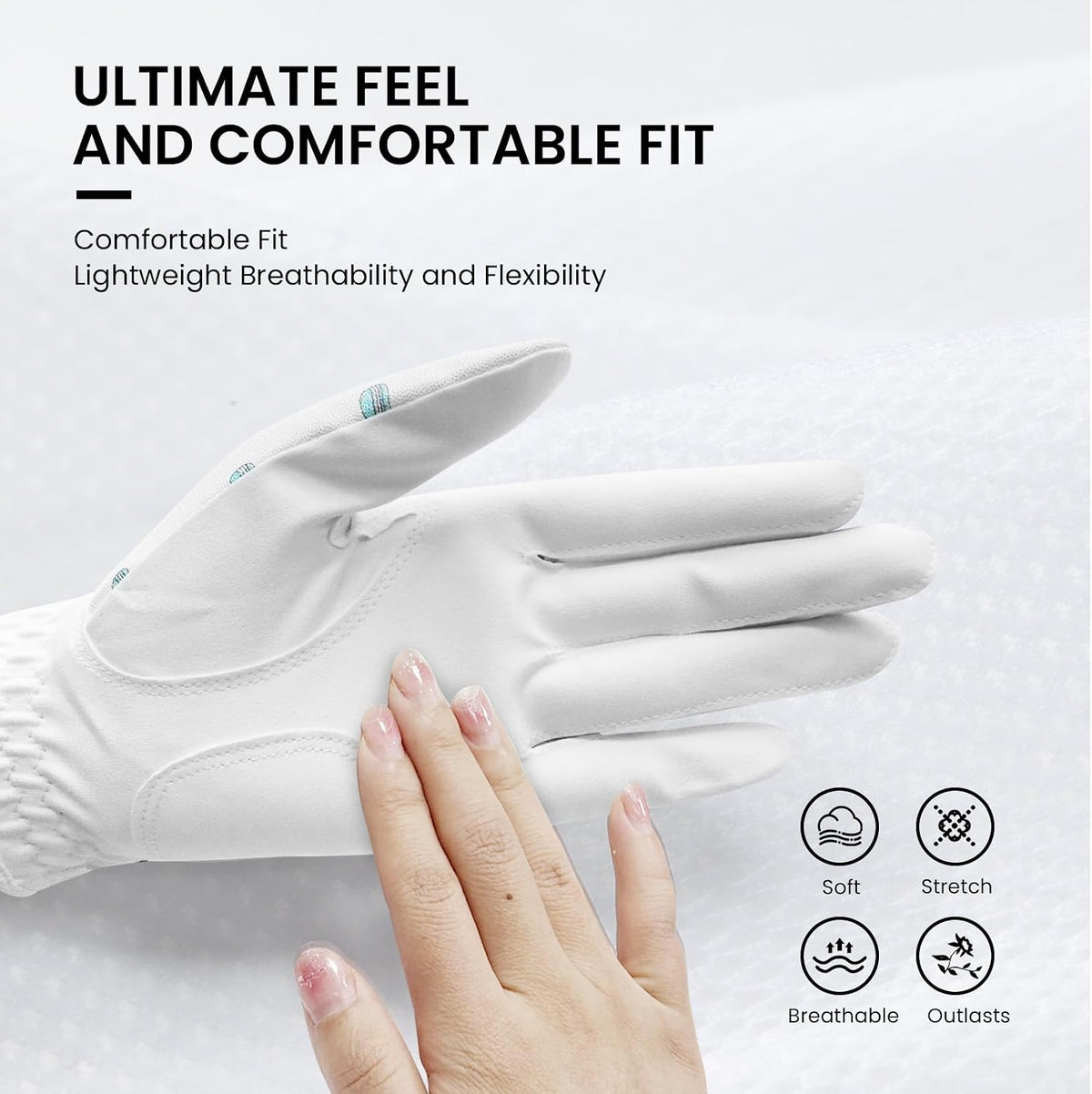 FINGER TEN Womens PU Leather Golf Gloves Breathable Grip 2 Pack--Golf World-Golf World