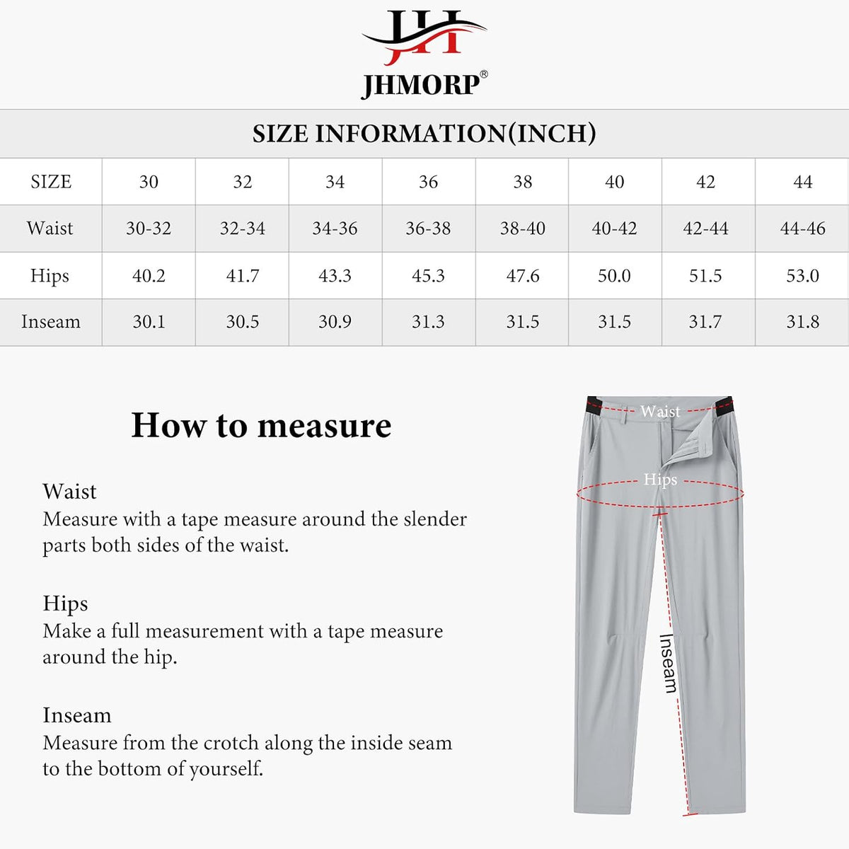 JHMORP Men's Golf Pants Stretch Light Dress Casual Work Pants with Pockets