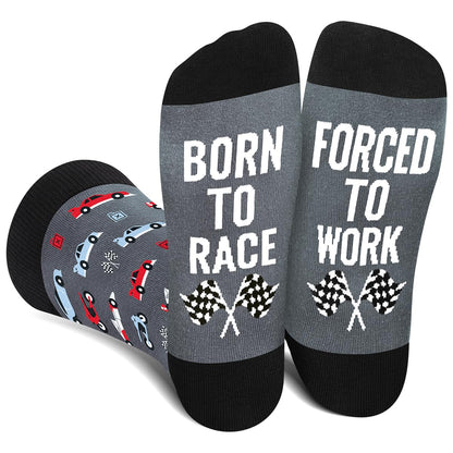 Funny Socks for Men Women - FORCED TO WORK Novelty Funky Socks Fun Gifts - Birthday Christmas Gifts for Men Teen Boys