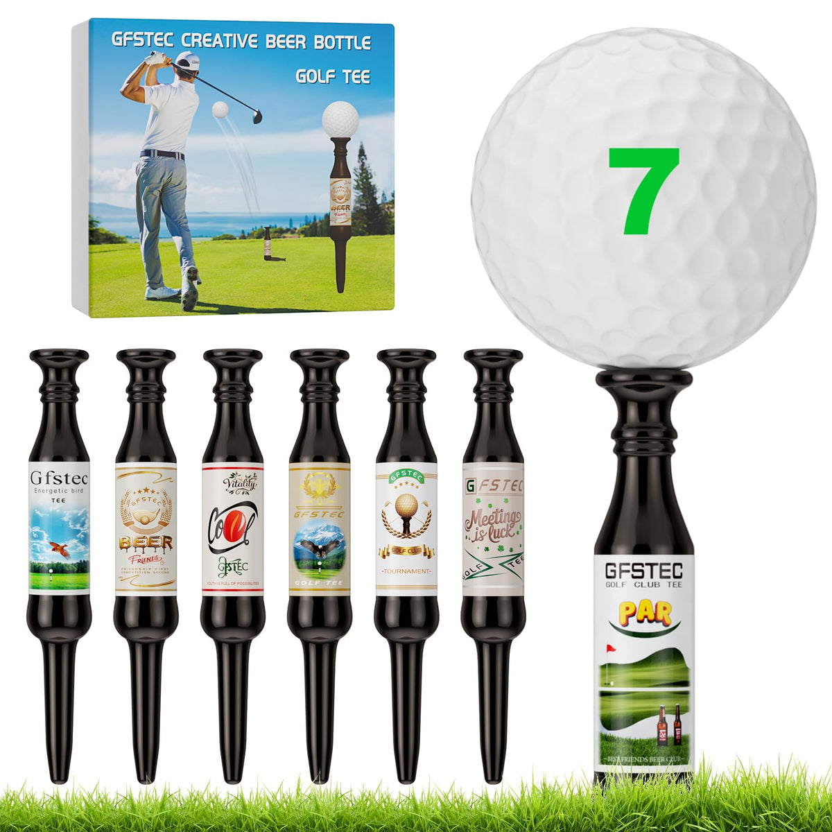 Beer Bottle Golf Tees, Virtually Unbreakable and Recyclable Plastic Golf Tee, Durable Golf Tees for Men and Women, Bachelor Party Novelty Gift for Golfers Funny Golf Tees 3-1/4" Tall